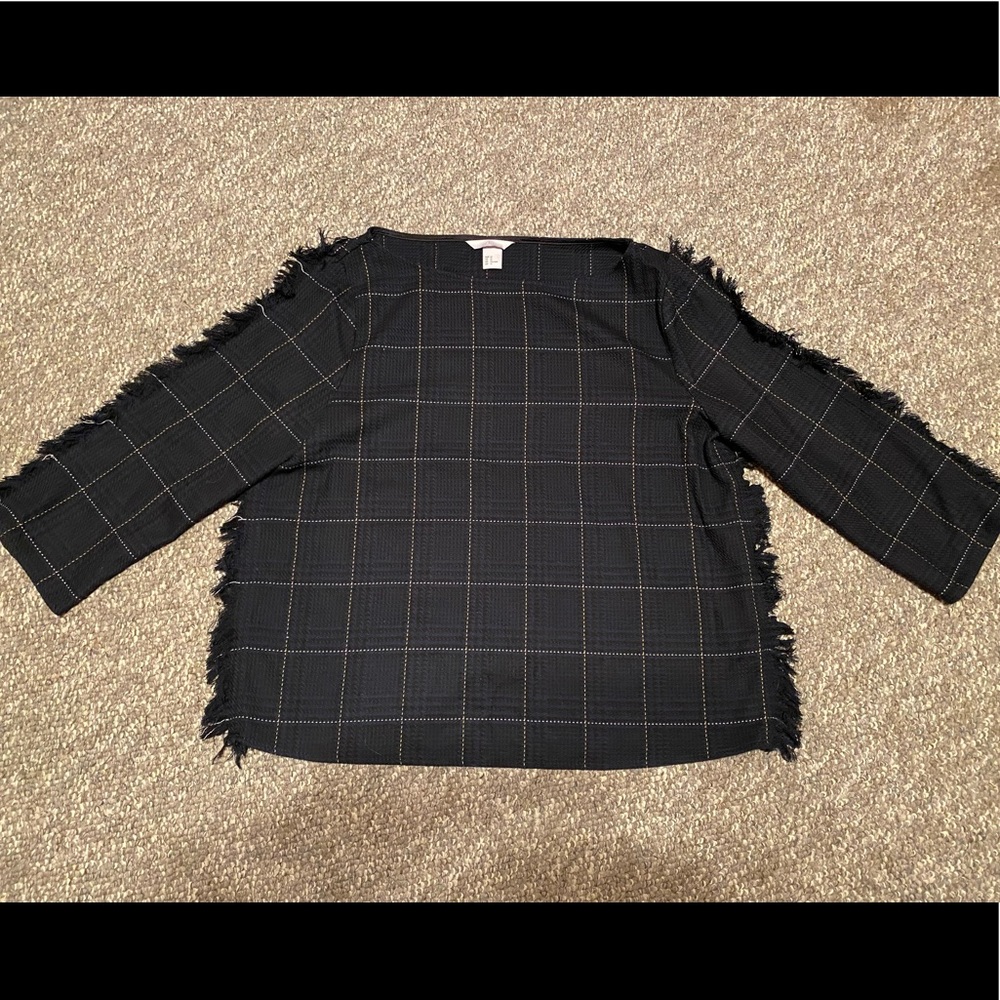 H&M Fringe/Plaid Style Shirt SZ 12